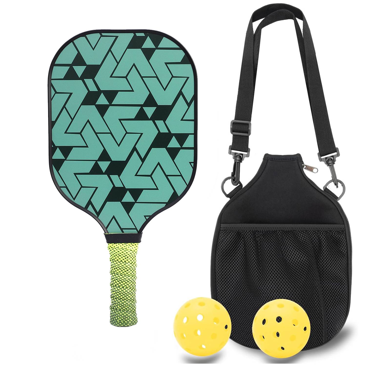 Carbon fiber [Line green] Single+single -shot backpack+2 40 -hole outdoor balls